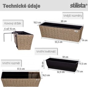 STILISTA Zestaw wiszących doniczek na kwiaty,szary, 2 sztuki