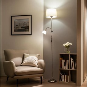 Brilagi - Lampa stojąca CERIA 2 w 1 1xE27/100W/230V + 1xE14/25W matowy chrom/beżowy