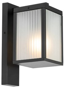 Zewnetrzna Lampa ścienna zewnętrzna czarna z żebrowanym szkłem IP44 - Charlois Nowoczesny Oswietlenie zewnetrzne
