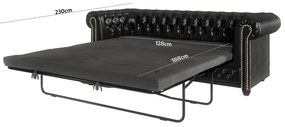 Czarna rozkładana sofa z imitacji skóry 203 cm York – Ropez