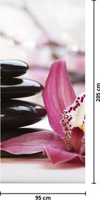 Fototapeta na drzwi - Kamienie do masażu i orchidea (95x205cm)