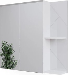 Szafka łazienkowa z lustrem biały/biały wysoki połysk 80x17.2x75 irma