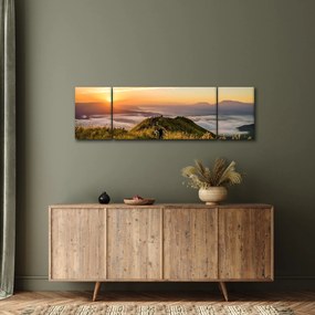 Obraz góry o zachodzie słońca (170x50 cm)