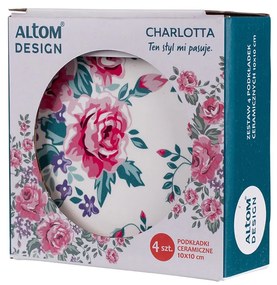 Altom Podstawka porcelanowa Floral,10 x 10 cm, komplet 4 szt.
