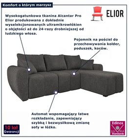 Ciemnoszary narożnik tapicerowany z pojemnikiem M0-P92