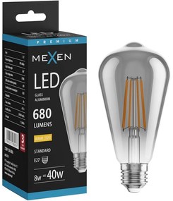 Mexen Vintis żarówka filament LED E27, ST64, 8W, Ciepła - 2700K, 680 lm, smoke - L152-E27-0827-70