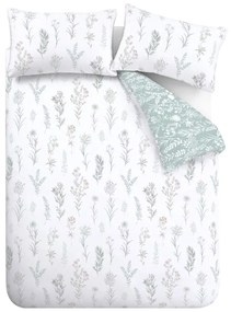 Biała/zielona bawełniana pościel dwuosobowa 200x200 cm Wild Flowers – Bianca