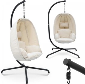 MIADOMODO fotel bujany wiszący beżowy, nośność 160 kg