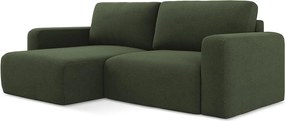 Narożnik lewostronny z funkcją spania - z tkaniny strukturalnej - oliwkowy - KONA