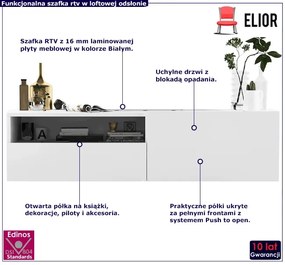 Ścienna szafka rtv z szufladą biała - Merol 8X