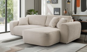 Masseno Narożnik VIVA z funkcją spania i pojemnikiem na pościel Narozniki L, Rozkładana sofa - Beżowy, TILIA 03