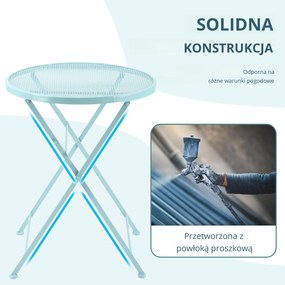 3-częściowy zestaw bistro składający się ze stołu i 2 krzeseł metalowy jasnoniebieski Outsunny