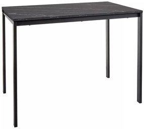 Zestaw jadalniany 1 + 4, czarny stół RAMOD 100x60 cm marmurowy dekor + zielone krzesło TURIN z czarnymi nogami