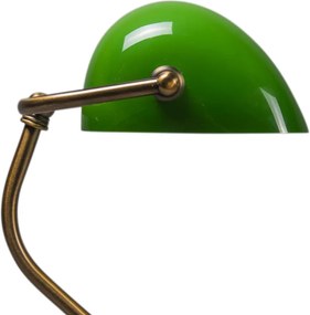 Klasyczna lampa stołowa/lampa notariusza brązowa ze szklanym kloszem w kolorze zielonym - Banker