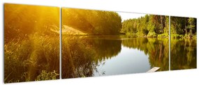Obraz - Jezioro w pobliżu lasu (170x50 cm)