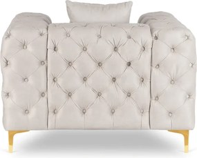 Fotel Wypoczynkowy SORRENTO 1S Kremowy Welurowy Nowoczesny Glamour