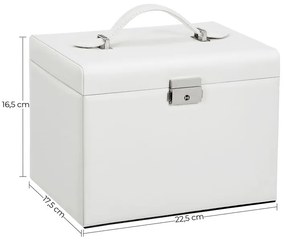 SongmicsHome Szkatułka z lustrem KARINA, 22,5x17,5x16,5cm, biała