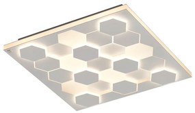 Biała lampa sufitowa LED ze sterowaniem głosowym/mobilną aplikacją i metalowym kloszem 55x55 cm Cifavo – CINQUE