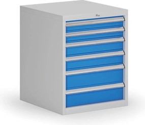 Kontener warsztatowy do zawieszenia G8, 6x szuflada, 560 x 600 x 700 mm, niebieski
