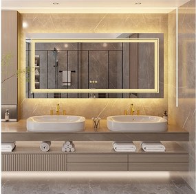 Lustro łazienkowe LED 160x80cm prostokątne lustro ścienne z oświetleniem antyparowym 160x80cm