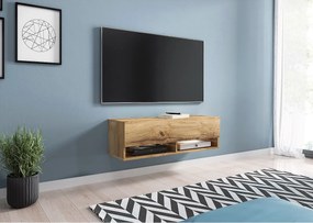 Nowoczesna szafka RTV 100 cm z LED – bezuchwytowa, dąb wotan, stojąca lub wisząca