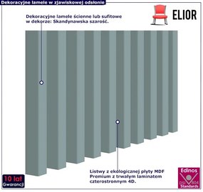 Dekoracyjne lamele ścienne skandynawska szarość 15 szt. F3-S43