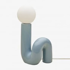 Lampa Stołowa Ceramiczna Z Kulą Szklaną Vireto Jasny Błękit & B - Sklum