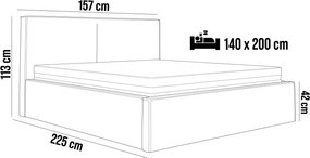 Łóżko Tapicerowane MARIETTA 140x200 – z pojemnikiem na pościel i metalowym stelażem POSO 100 WERSAL