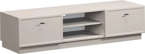 Szafka RTV Lorini 150 cm z szufladami - kaszmir / czarne uchwyty T-bar