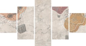 Obraz - Balony nad miastem, ciepłe odcienie (125x70 cm)