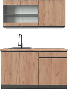 Pojedyncza kuchnia złoty dąb power/antracyt 140x60x81.6 r-line