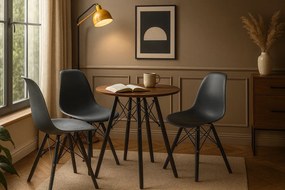 Skandynawski Komplet Stół 80 Cm Jesion I 3 Krzesła S1-M81