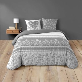 Biało-szara bawełniana pościel dwuosobowa 200x200 cm Annie – douceur d'intérieur