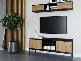 Szafka RTV LANZZI 120x40 cm, czarna/dąb artisan