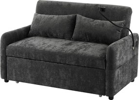 Szara sofa z uchwytem na telefon i kieszenią do przechowywania - regulowane oparcie - do salonu i sypialni