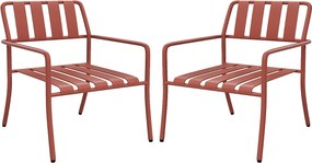 Zestaw 2 metalowych, składanych niskich foteli ogrodowych - Terakota - BIRMOS od MYLIA