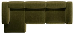 Zielony sztruksowy narożnik (lewostronny/z szezlongiem) Bergano – Cosmopolitan Design
