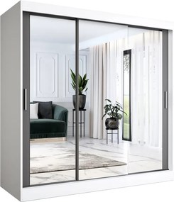 Szafa przesuwna z lustrem biały + antracyt 200 cm W7-S94