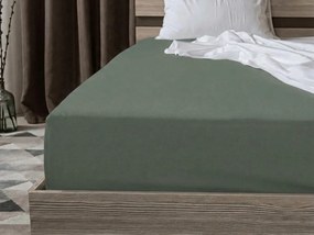 PrzytulneMieszkanie.pl Prześcieradło bawełniane z gumką STANDARD 90 x 200 cm szaro-zielone