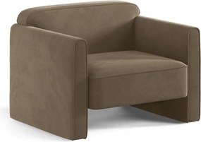 Szarobrązowy aksamitny fotel Abby – Micadoni