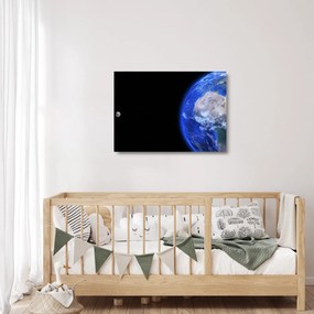 Obraz na szkle Księżyca i Ziemi (70x50 cm)