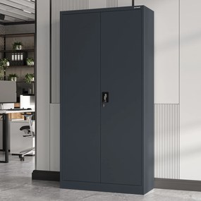 Biurowa szafa metalowa na akta JAN, 900 x 1850 x 400 mm, antracytowa