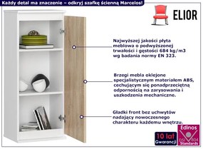 Skandynawska szafka ścienna z półkami biały + dąb sonoma - Asteria