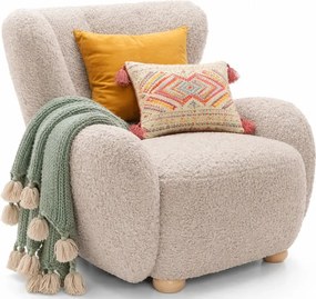 Beżowy fotel skandynawski baranek L1-F35