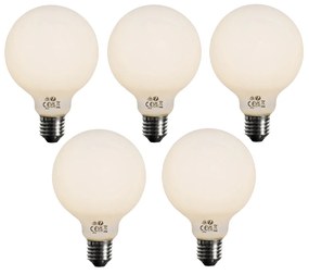 Zestaw 5 Żarówka LED E27 z 3-stopniowym ściemnianiem, opalowe szkło G95, 4W, 450lm, 3000K