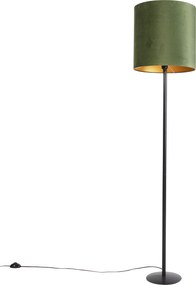 Lampa podłogowa botaniczna czarna z zielonym abażurem 40 cm - Simplo