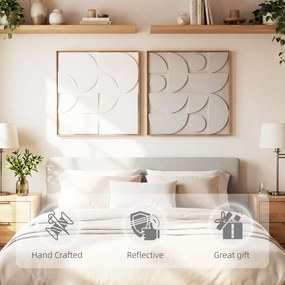 HOMCOM Dekoracja ścienna 3D 2-częściowy zestaw geometryczna dekoracja ścienna nowoczesna do salonu, przedpokoju, 80 x 3,5 x 80 cm, biały | Aosom PL