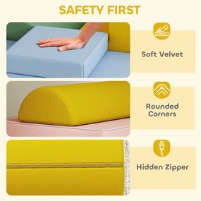 AIYAPLAY Zestaw miękkich klocków dla dzieci, 12‑częściowy zestaw tkaninowych bloków, pianka, pokrycie ze sztruksu, zmywalny, pastelowy | Aosom PL