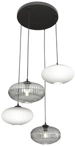 Nowoczesna lampa wisząca grafit + opal - D175 K0-Z78