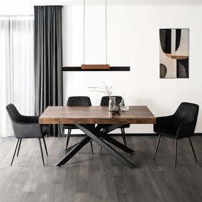 Stół Prostokątny Rozkładany HAMPTON 160-240 cm Dąb Rustykalny/Czarny do Jadalni Nowoczesny Loft